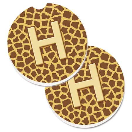 Carolines Treasures Monogram Initial H Giraffe Set of 2 Cup Holder Car Coaster CJ1025-HCARC